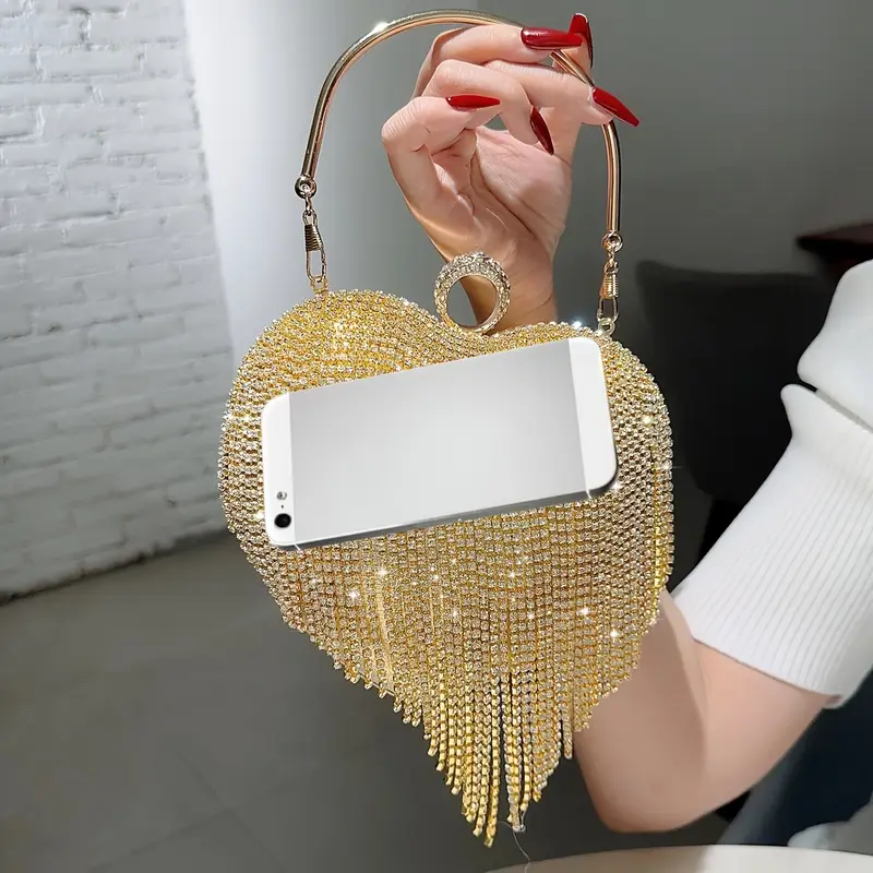 Heart Tassel Evening Clutch gold 2
