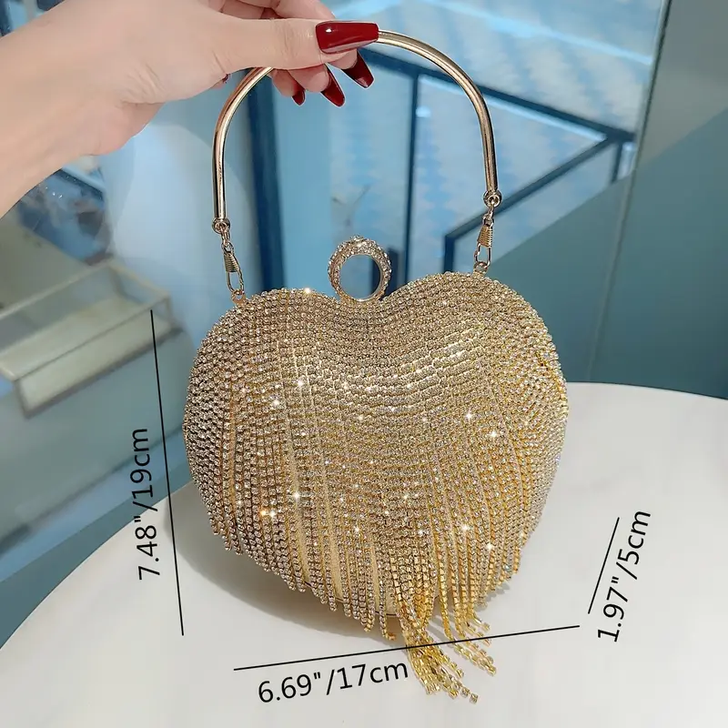 Heart Tassel Evening Clutch gold 3