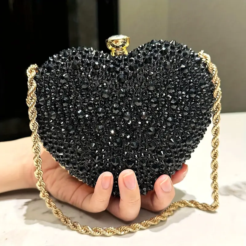 Heart shaped clutch -Black