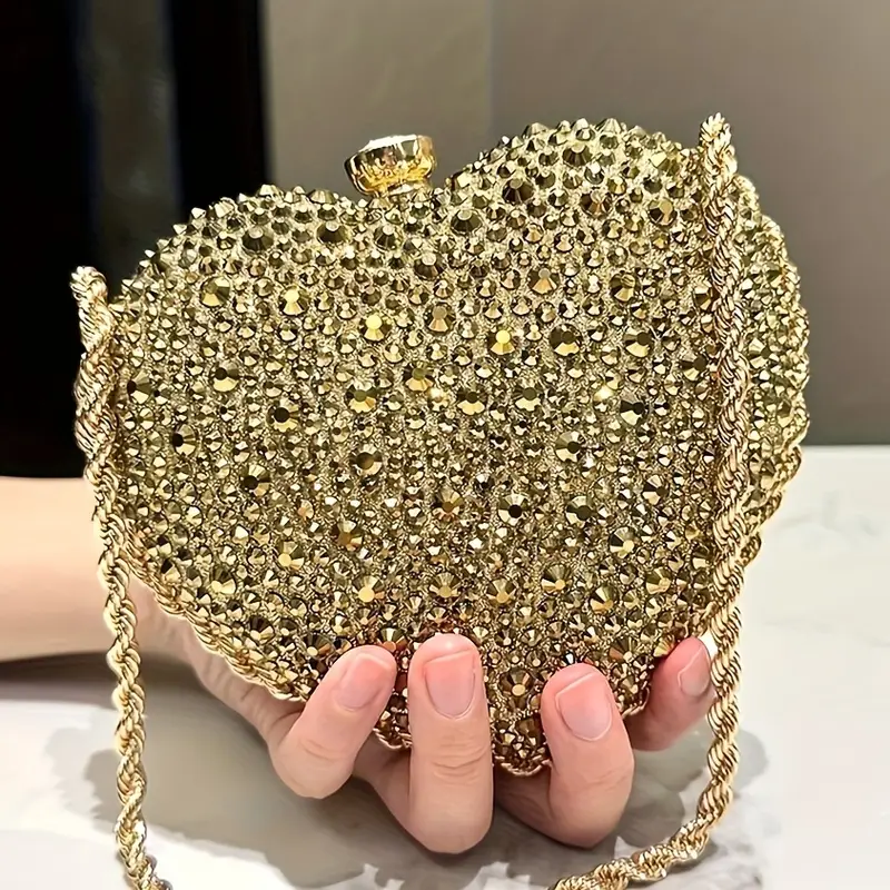 Heart shaped clutch -Gold