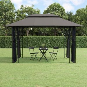 Gazebo with Sidewalls Anthracite Steel